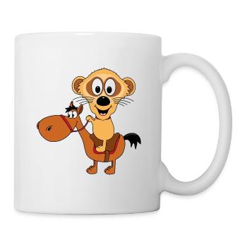 PFERD - REITEN - ERDMÄNNCHEN - TIERE - TIERISCH - Tasse - Weiß - Rechts