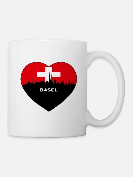 Bâle Suisse Drapeau Skyline Travel Souvenir - Mug blanc - blanc