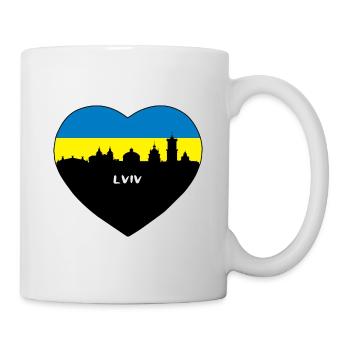 Lviv Ukraine Drapeau Skyline Voyage Souvenir - Mug blanc - blanc - Droite