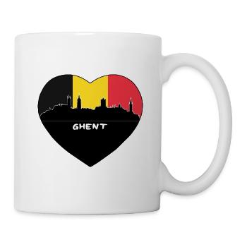 Ghent Belgium Flag Skyline Travel Souvenir - Mug - white - Right