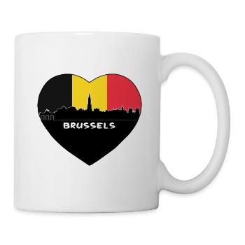 Brussels Belgium Flag Skyline Travel Souvenir - Mug - white - Right