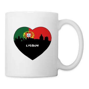 Lisbon Portugal Flag Skyline Travel Souvenir - Mug - white - Right