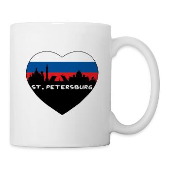 Flaggen-Skyline-Reise-Andenken St. Petersburgs Russland - Tasse - Weiß - Rechts