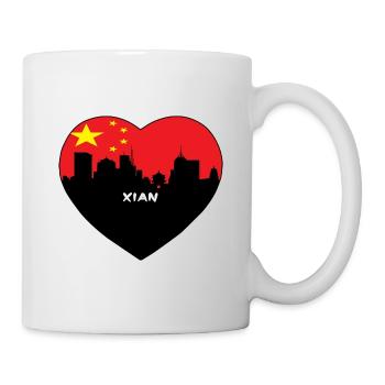 Flaggen-Skyline-Reise-Andenken Xian-China - Tasse - Weiß - Rechts