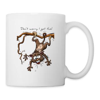 Un chat fou est suspendu à l’arbre. Tout sous contrôle! - Mug blanc - blanc - Droite