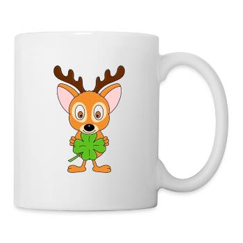 REH - KLEEBLATT - TIER - KIND - BABY - TIERISCH - Tasse - Weiß - Rechts
