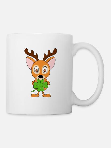 REH - KLEEBLATT - TIER - KIND - BABY - TIERISCH - Tasse - Weiß