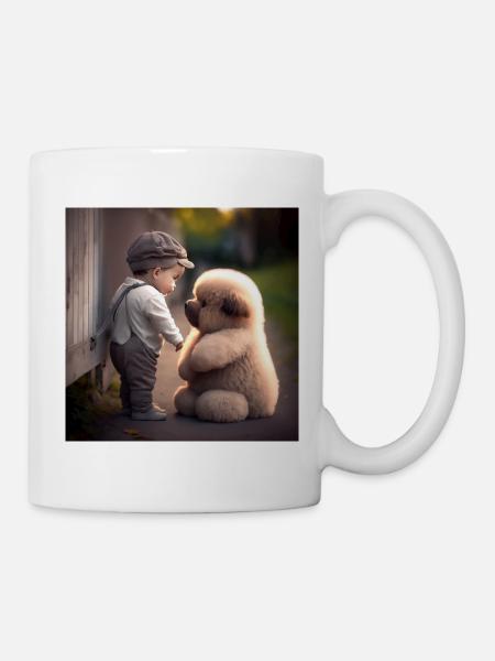 Sweet friendship between man and animal - dog - Mug - white