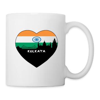 Kolkata India Flag Skyline Travel Souvenir - Mug - white - Right