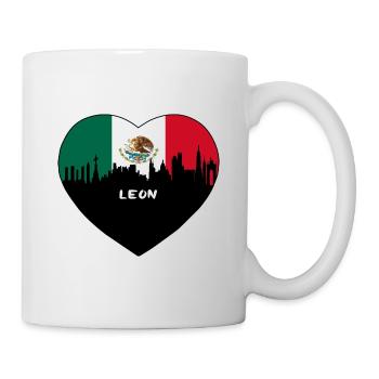 Leon Mexiko Flagge Skyline Reise Souvenir - Tasse - Weiß - Rechts