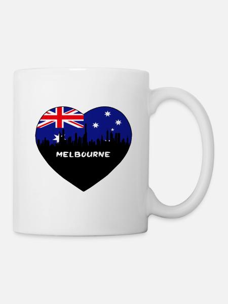 Melbourne Australien Flagge Skyline Reise Souvenir - Tasse - Weiß