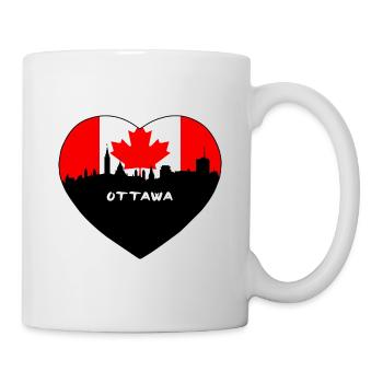 Souvenir de voyage de la ligne d’horizon du drapeau du Canada d’Ottawa - Mug blanc - blanc - Droite