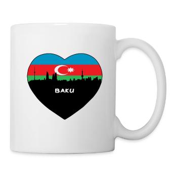 Baku Azerbaijan Flag Skyline Travel Souvenir - Mug - white - Right