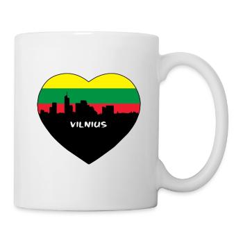 Vilnius Lithuania Flag Skyline Travel Souvenir - Mug - white - Right