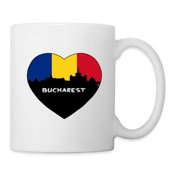 Bukarest Rumänien Flagge Skyline Reise Souvenir - Tasse - Weiß - Rechts