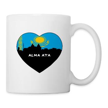 Alma Ata Kasachstan Flagge Skyline Reise Souvenir - Tasse - Weiß - Rechts
