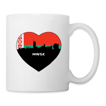 Minsk Weißrussland Flagge Skyline Reise Souvenir - Tasse - Weiß - Rechts