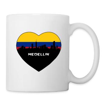 Medellin Kolumbien Flagge Skyline Reise Souvenir - Tasse - Weiß - Rechts
