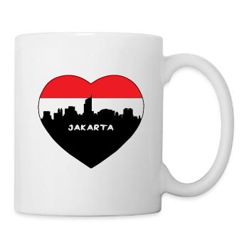 Jakarta Indonesia Flag Skyline Travel Souvenir - Mug - white - Right