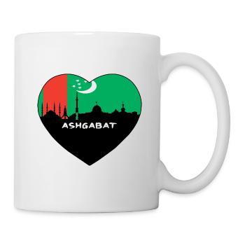 Ashgabat Turkmenistan Flag Skyline Travel Souvenir - Mug - white - Right
