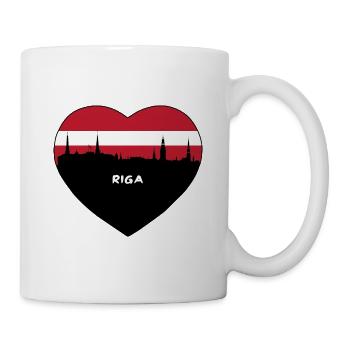Riga Latvia Flag Skyline Travel Souvenir - Mug - white - Right