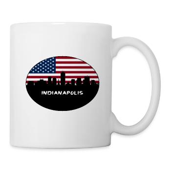 Indianapolis Indiana USA Flagge Skyline Reisen Souve - Tasse - Weiß - Rechts