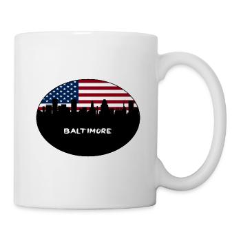 Baltimore Maryland USA Flagge Skyline Travel Souveni - Tasse - Weiß - Rechts