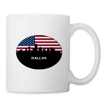 Dallas Texas USA Flag Skyline Travel Souvenir - Mug - white - Right