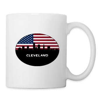Cleveland Ohio USA Flagge Skyline Reise Souvenir - Tasse - Weiß - Rechts
