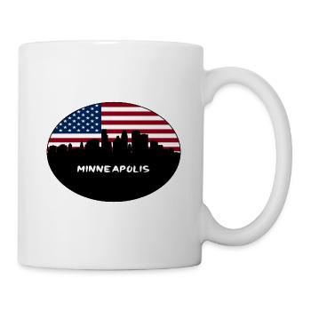 Minneapolis Minnesota USA Flagge Skyline Reisen Souv - Tasse - Weiß - Rechts