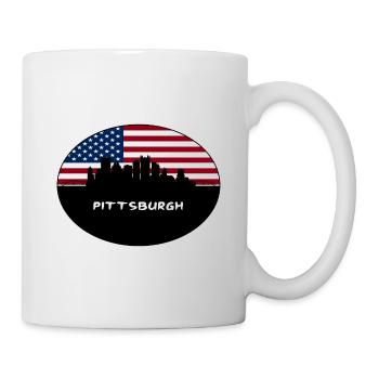 Pittsburgh Pennsylvania USA Flag Skyline Travel So - Mug - white - Right