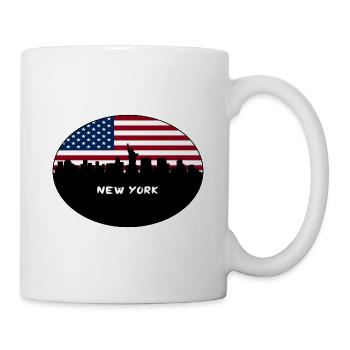New York New York USA Flagge Skyline Reise Souvenir - Tasse - Weiß - Rechts