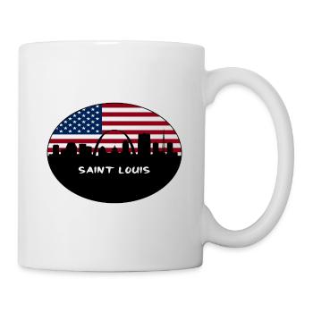 Saint Louis Missouri USA Flagge Skyline Reisen Souve - Tasse - Weiß - Rechts