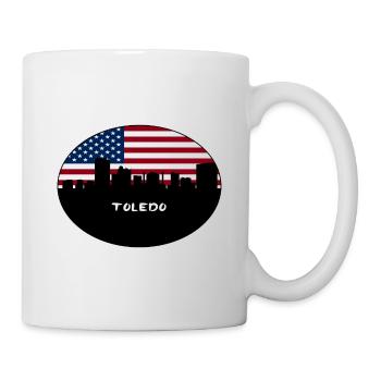 Toledo Ohio USA Flagge Skyline Reise Souvenir - Tasse - Weiß - Rechts