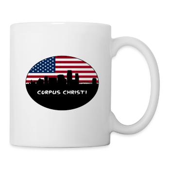 Corpus Christi Texas USA Flagge Skyline Reisen Souve - Tasse - Weiß - Rechts