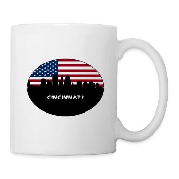 Cincinnati Ohio USA Flag Skyline Travel Souvenir - Mug - white - Right
