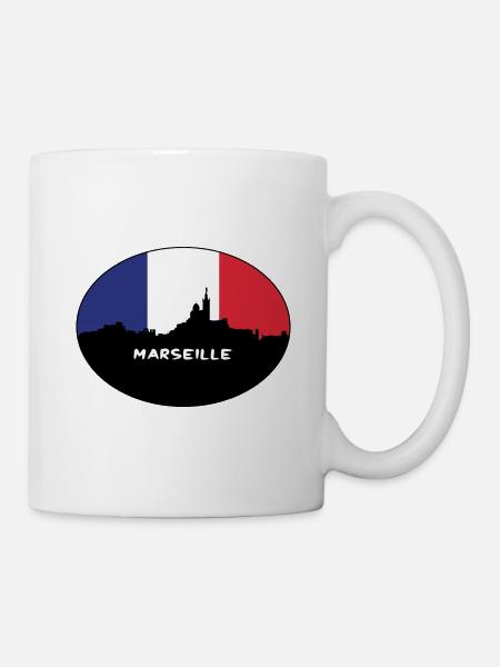 Marseille France Flag Skyline Souvenir de voyage - Mug blanc - blanc
