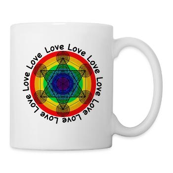 Flower of life with chakras to strengthen love - Mug - white - Right