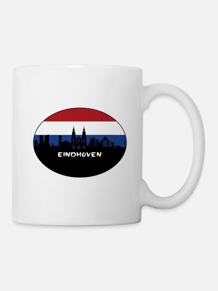 Eindhoven Niederlande Flagge Skyline Silhouette Trav - Tasse - Weiß