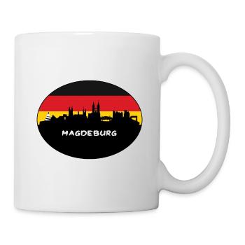 Magdeburg Deutschland Flagge Skyline Silhouette Reisen - Tasse - Weiß - Rechts