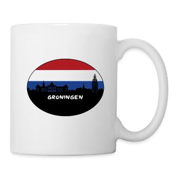 Groningen Niederlande Flagge Skyline Silhouette Trav - Tasse - Weiß - Rechts