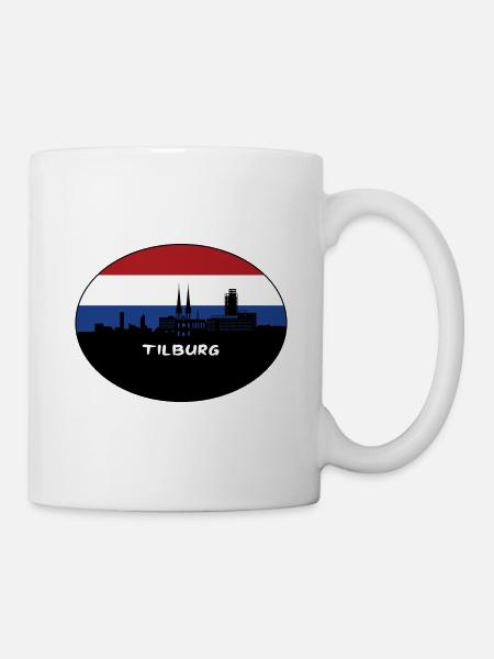 Tilburg Niederlande Flagge Skyline Silhouette Reisen - Tasse - Weiß