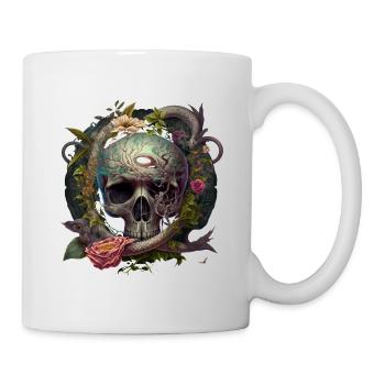 Totenkopf - Blumen ∞ Skull Floral Design - Tasse - Weiß - Rechts