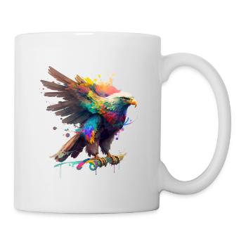 Regenbogen Adler ∞ Rainbow Eagle ∞ vauART - Tasse - Weiß - Rechts
