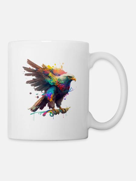 Regenbogen Adler ∞ Rainbow Eagle ∞ vauART - Tasse - Weiß