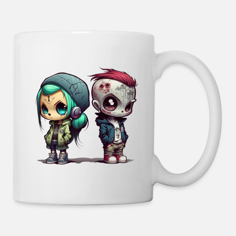 Anime Chibi Style Urban Grafitti Design by vauART - Tasse - Weiß
