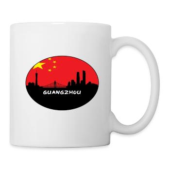 Guangzhou-China-Flaggen-Skyline-Schattenbild-Reise - Tasse - Weiß - Rechts