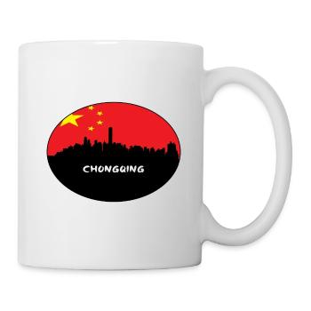 Chongqing, Chine, drapeau, horizon, silhouette, voyage - Mug blanc - blanc - Droite