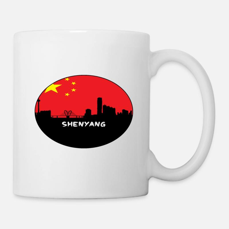 Shenyang-China-Flaggen-Skyline-Schattenbild-Reise - Tasse - Weiß