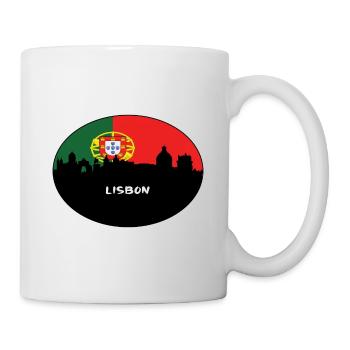 Lisbon Portugal Flag Skyline Silhouette Travel - Mug - white - Right